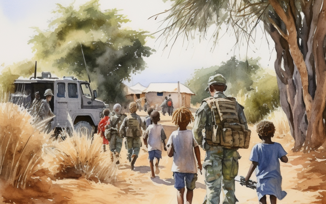 Watercolor Illustration Grupo Wagner llega a una aldea africana 1080x675 - Desenmascarando el racismo algorítmico: El circo de la IA desatado